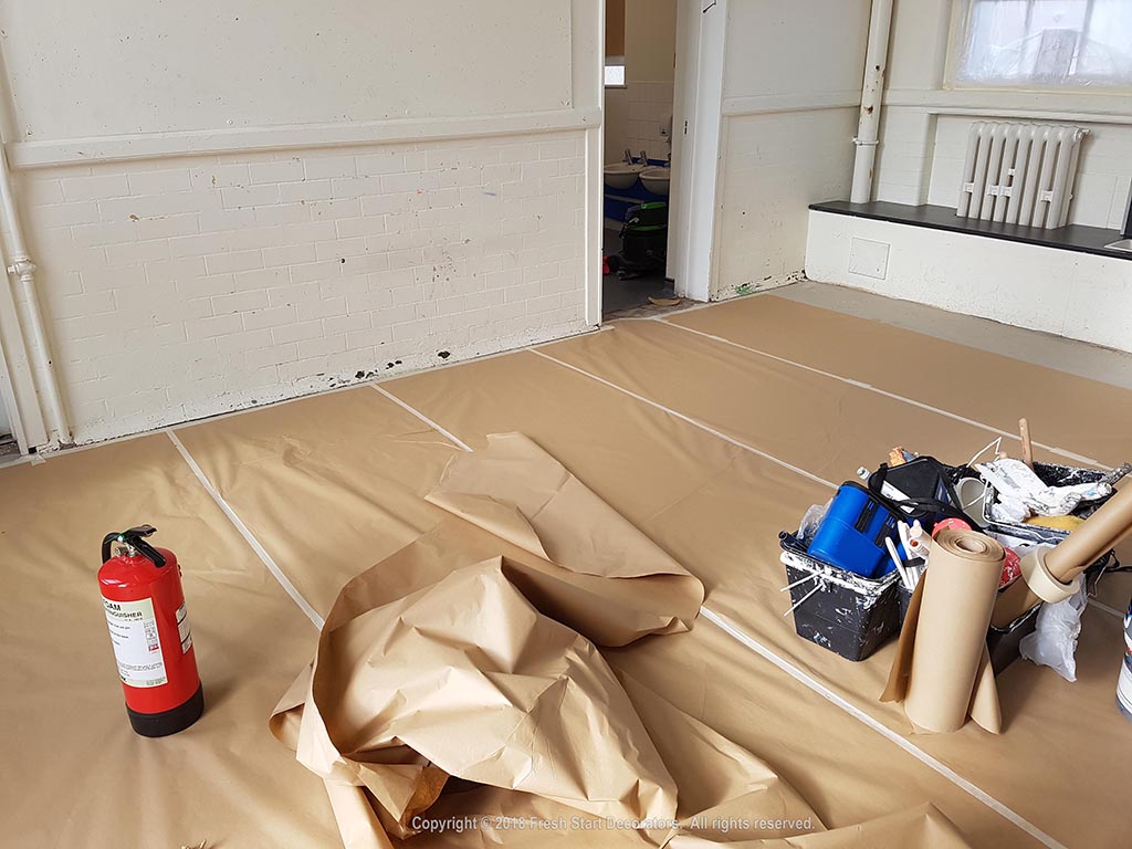 floor sheeting in school hall